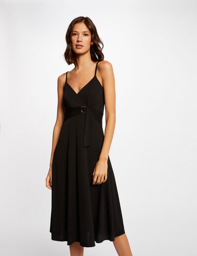 Rechte lange jurk met gespdetail zwart vrouw