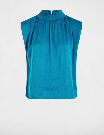 Mouwloze top bleu canard vrouw