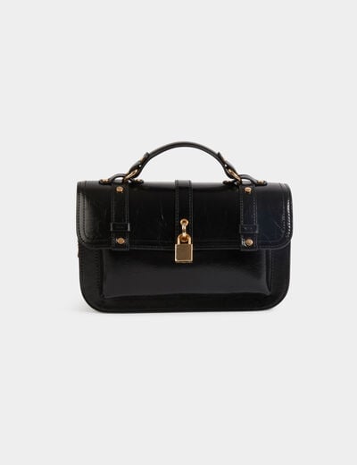 Sac cartable clouté noir femme