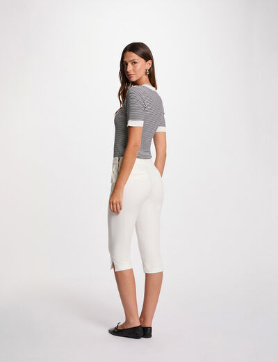 Slim-fit capribroek helder wit vrouw