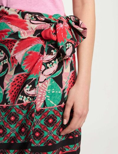 Jupe nouée imprimée multicolore femme