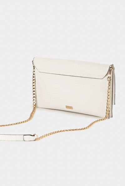 Sac pochette aspect croco blanc femme
