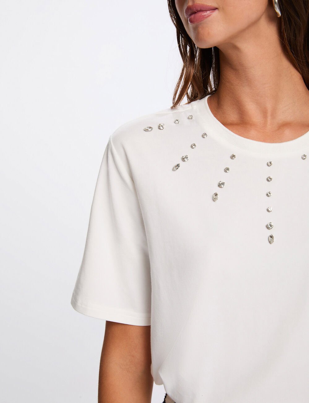 Recht T-shirt met korte mouwen helder wit vrouw