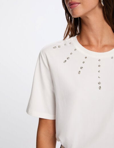 Recht T-shirt met korte mouwen helder wit vrouw