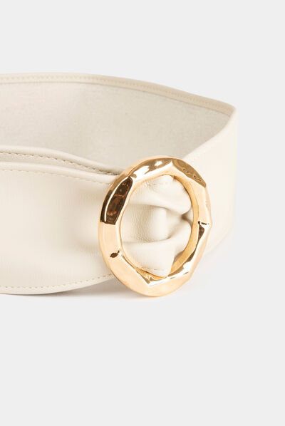 Ceintuur met ronde gesp beige vrouw