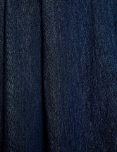 Lange uitlopende rok ruw denim vrouw