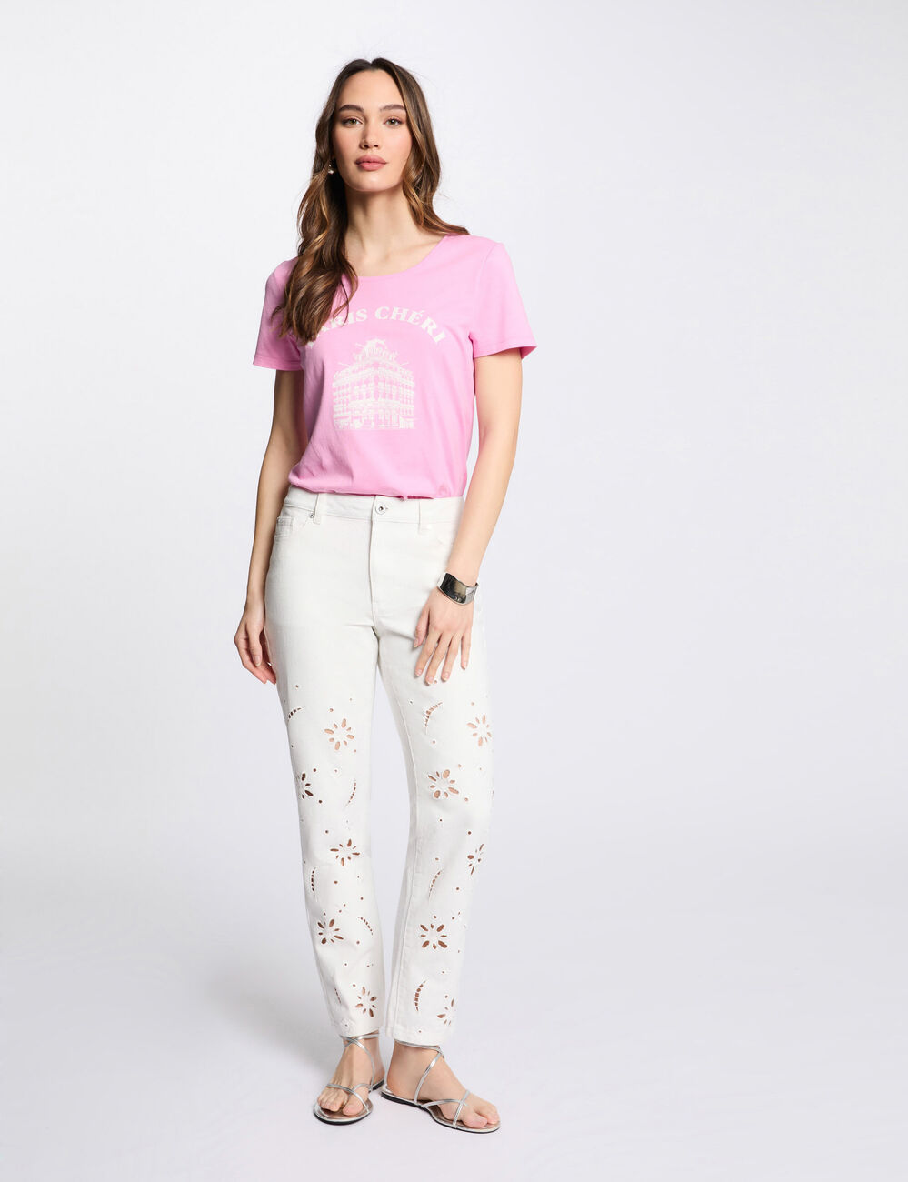 T-shirt met opschrift roze vrouw