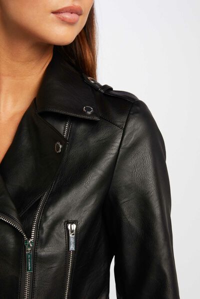 Rechte blouson met reverskraag zwart vrouw