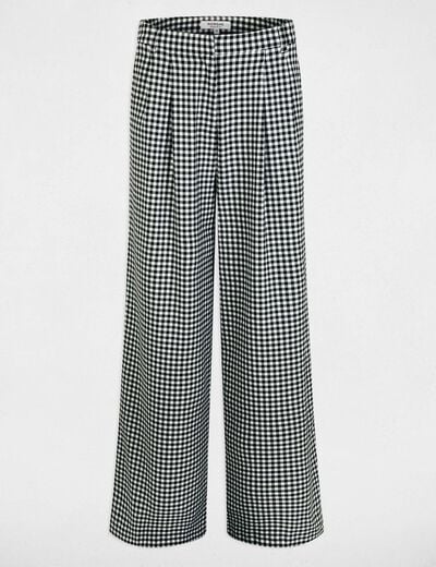 Pantalon large &agrave; plis noir femme