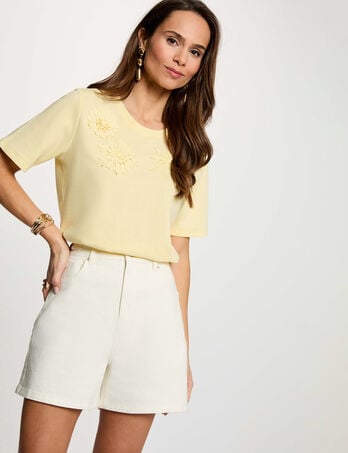 Short taille haute blanc femme