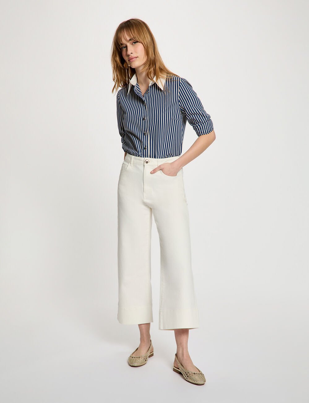 Gestreept overhemd marineblauw vrouw