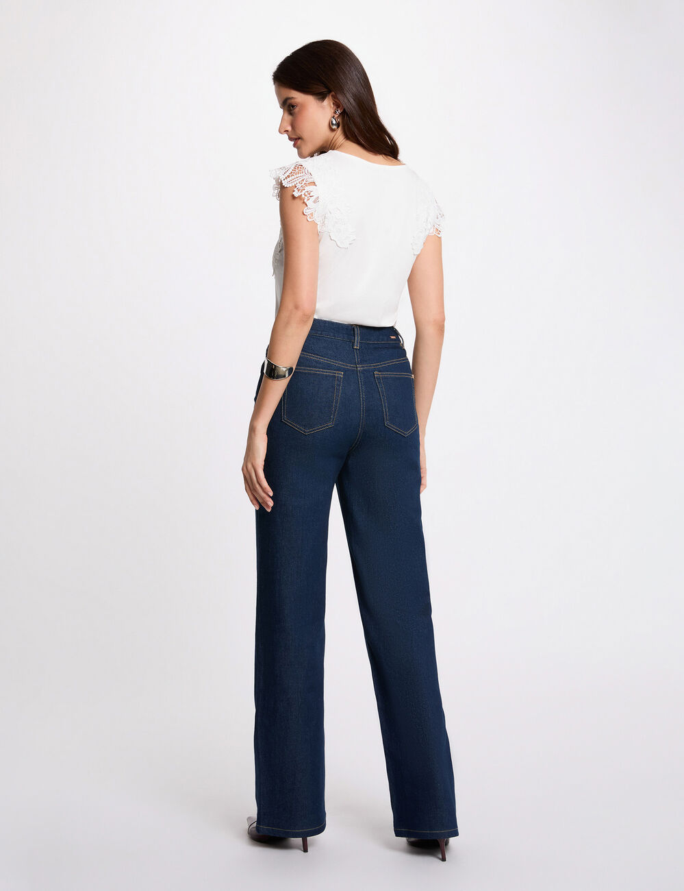 T-shirt met korte mouwen helder wit vrouw