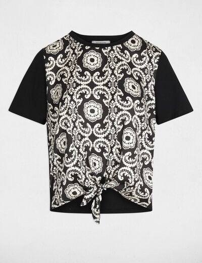 Cropped T-shirt met print helder wit vrouw