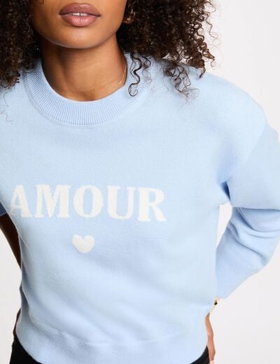 Dikke trui met ronde hals hemelsblauw vrouw