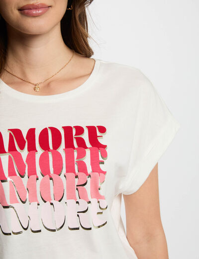 T-shirt à inscription blanc femme