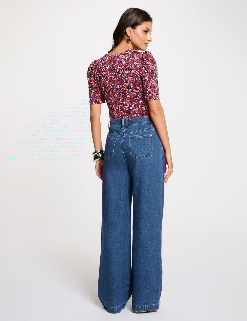 Getailleerd V-hals T-shirt meerkleurig vrouw