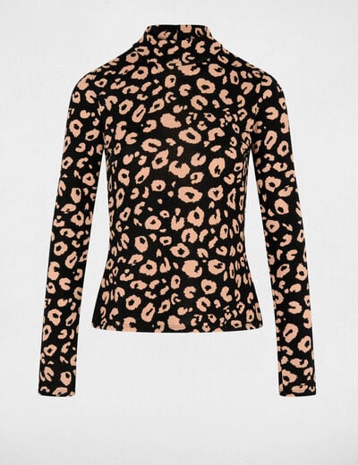 T-shirt cintr&eacute; col montant noir femme