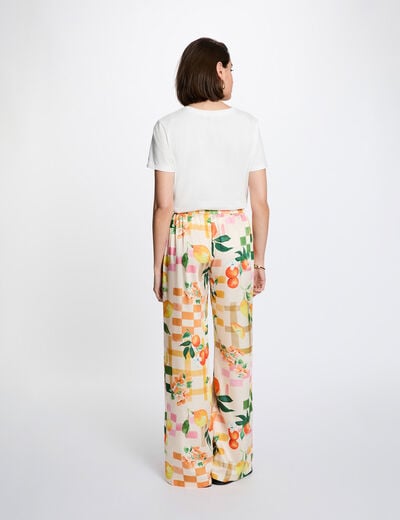 Geborduurd T-shirt met ronde hals helder wit vrouw