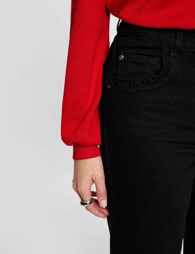 Jean large taille haute noir femme