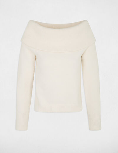 Pull col bardot ivoire femme