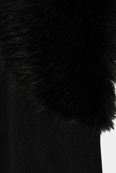 Poncho met details van imitatiebont zwart vrouw