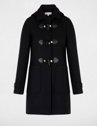 Manteau mi-long brandebourg noir femme
