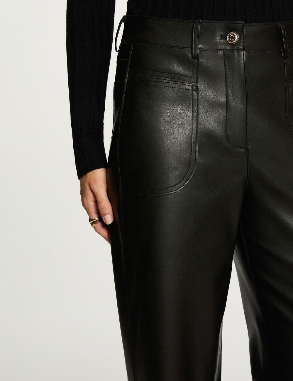 Hoge taille wijde broek zwart vrouw