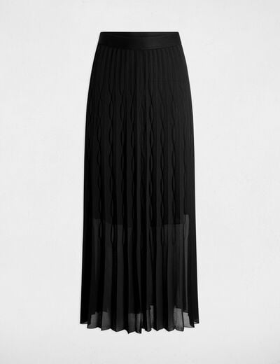 Jupe longue pliss&eacute;e noir femme