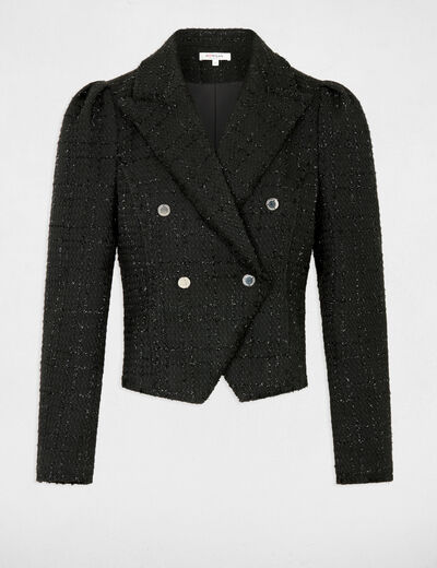 Getailleerd tweed jasje zwart vrouw