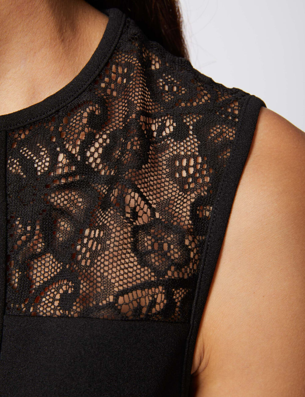 D&eacute;bardeur bretelles larges &agrave; dentelle noir femme