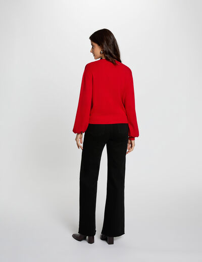 Getailleerd vest met V-hals rood vrouw