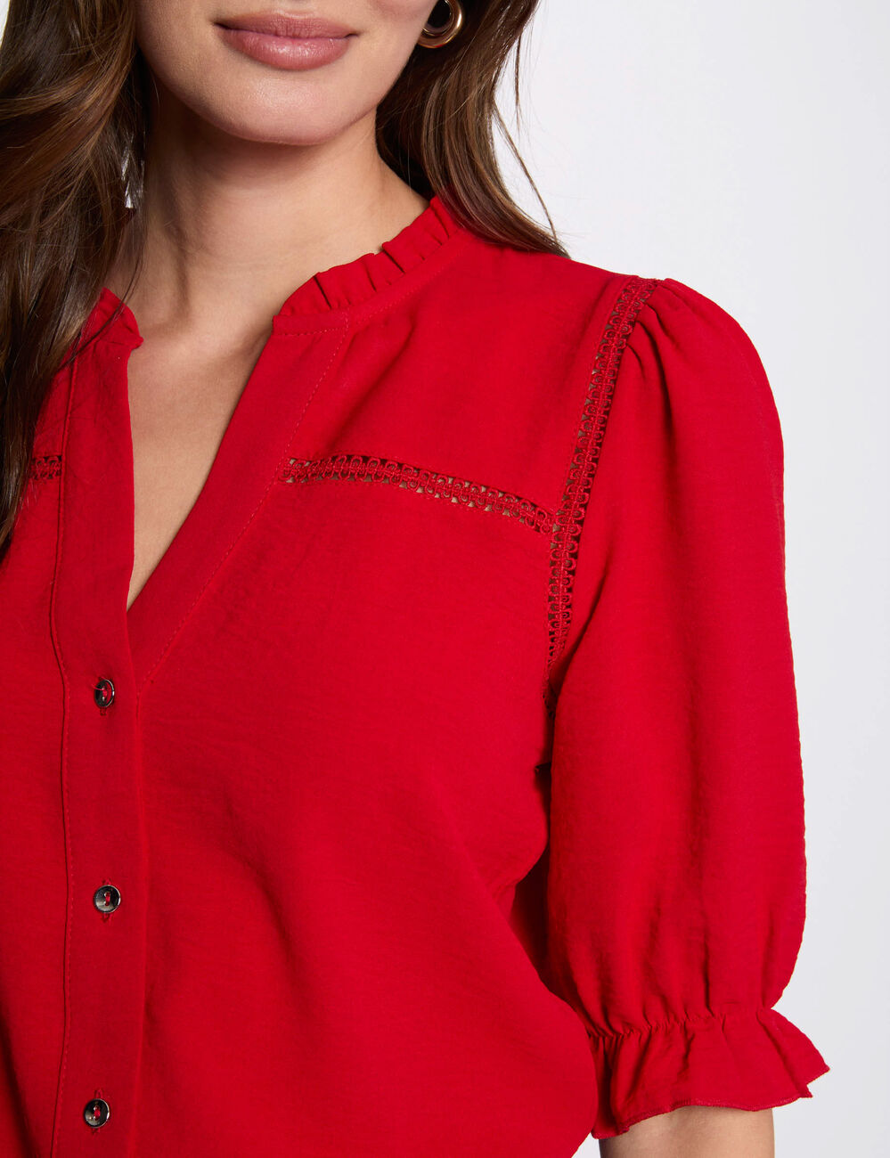 Blouse met 3/4 mouwen rood vrouw