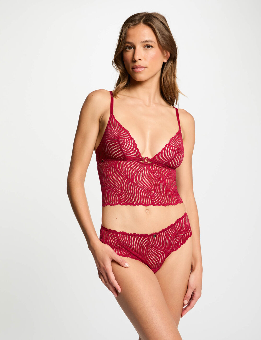 Kanten shorty bordeaux vrouw