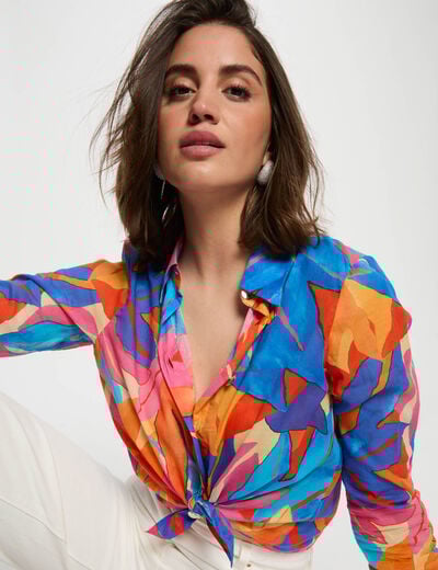 Chemise manche longues multicolore femme