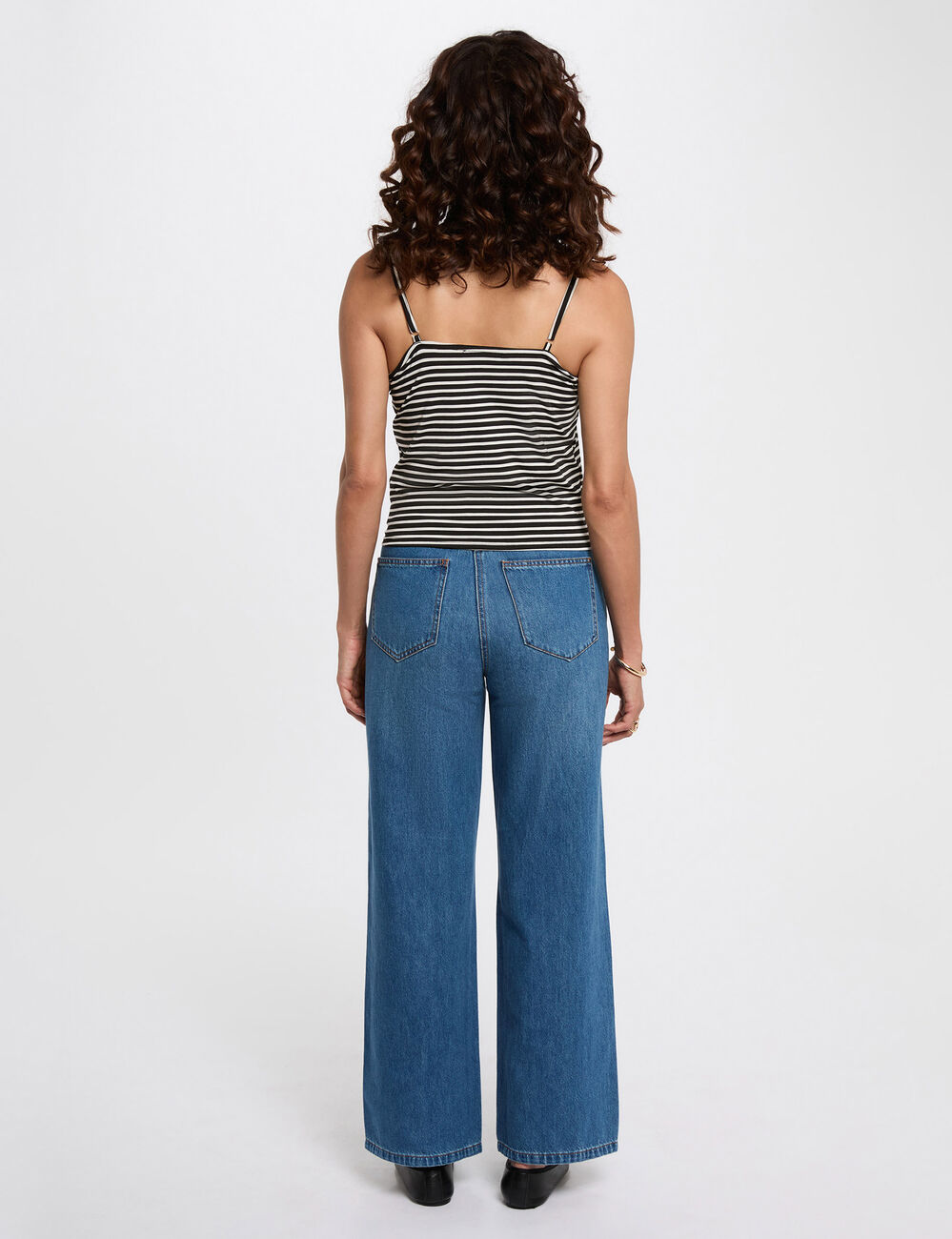 Débardeur cropped col v noir femme