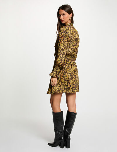 Robe courte satinée multicolore femme