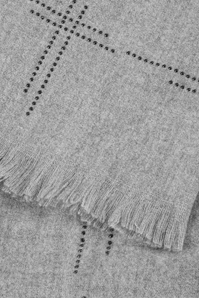 Écharpe avec strass et franges gris moyen femme