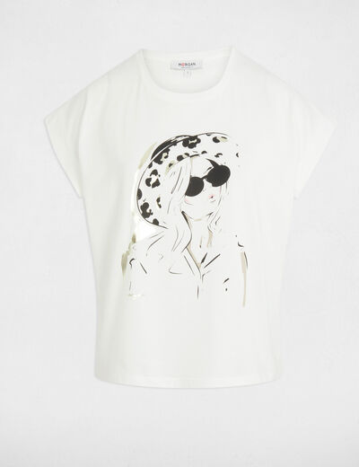 T-shirt à inscription blanc femme