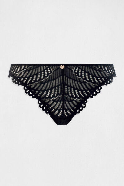 Tanga en dentelle noir femme