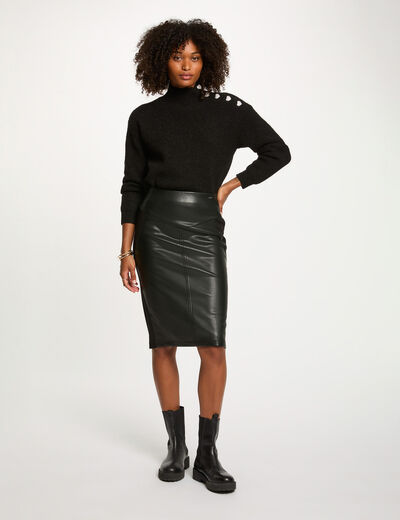 Jupe ajustée similicuir noir femme