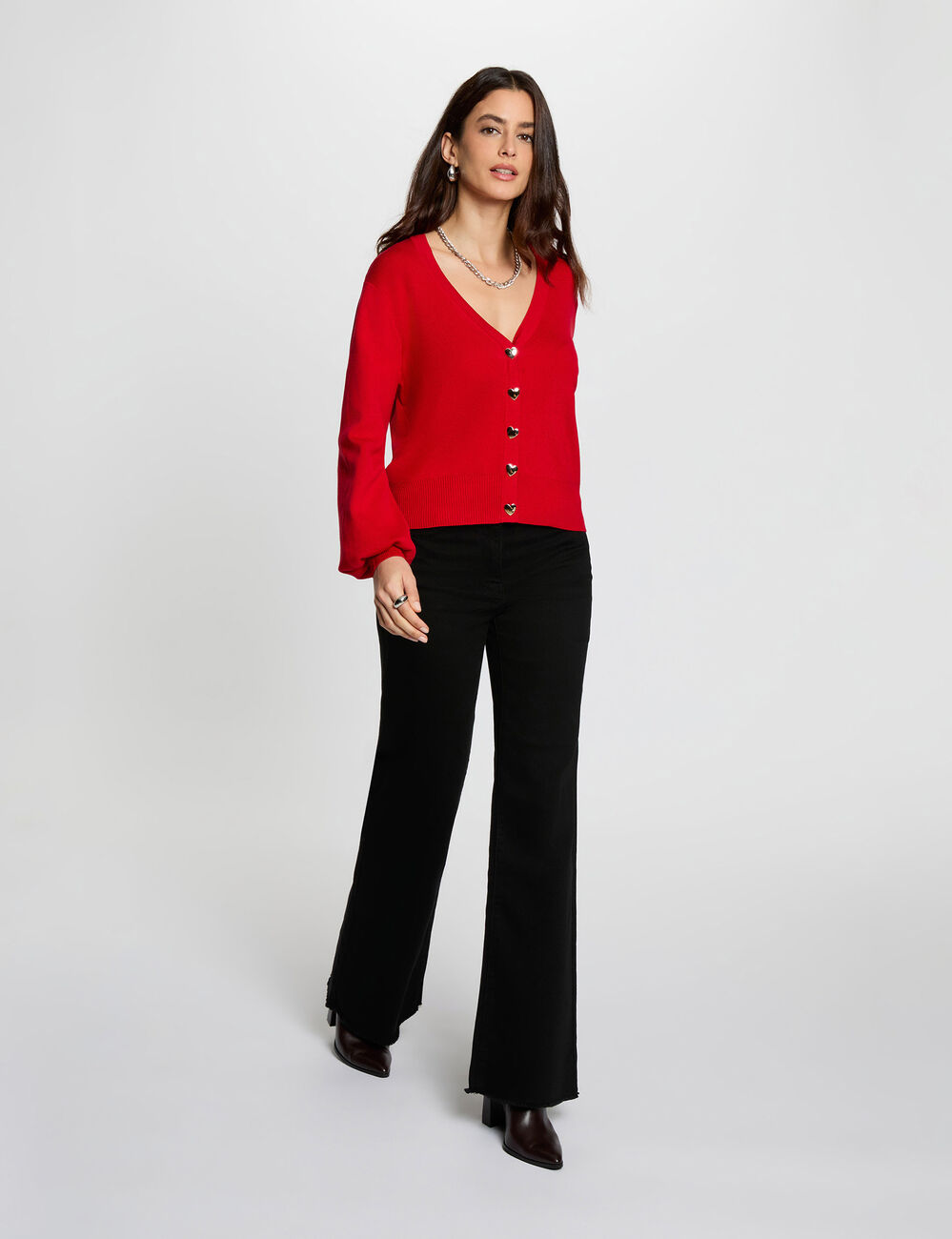 High-waist wide jeans zwart vrouw