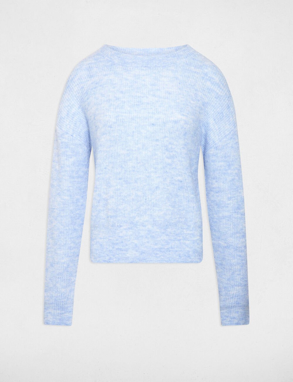 Trui met ronde hals en lange mouwen hemelsblauw vrouw
