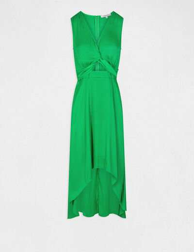 Asymmetrische trapeze midi-jurk groen vrouw