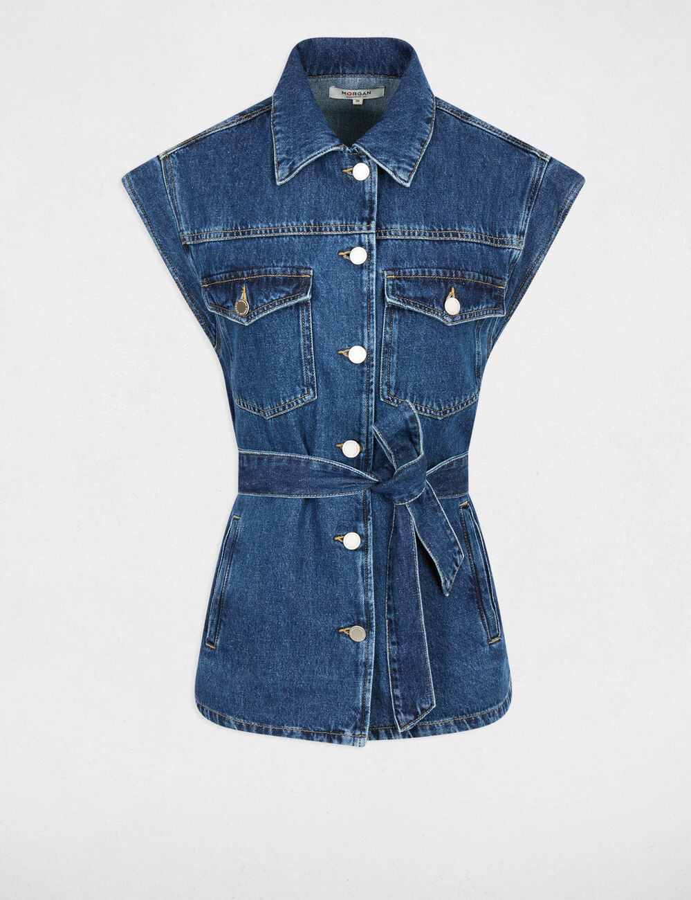 Veste sans manches jean denim brut femme