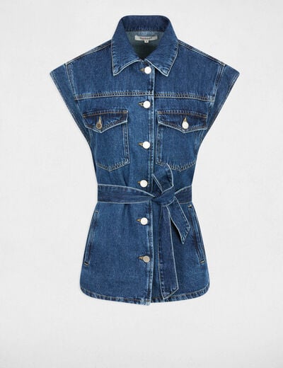 Veste sans manches jean denim brut femme