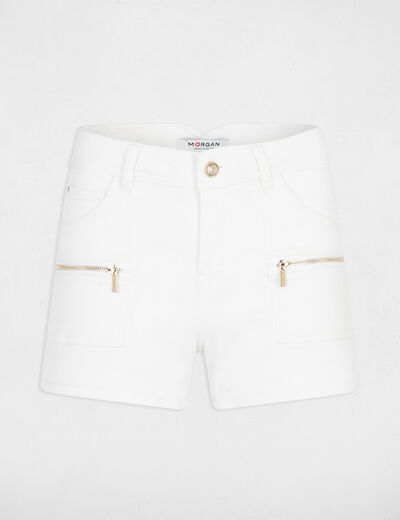 Getailleerde short ritsdetails ecru vrouw