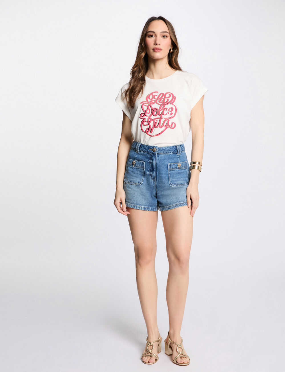 T-shirt à inscription blanc femme