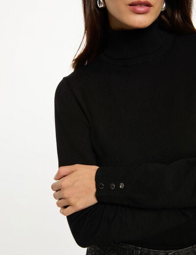 Pull col roulé noir femme