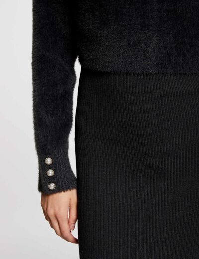 Gebreide midi jurk 2-in-1 donkergrijs vrouw