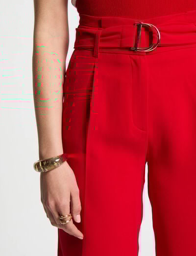Bermuda droit à pinces rouge femme